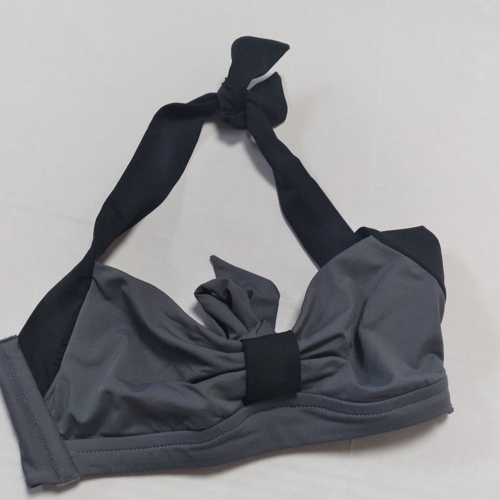 Cosabella Halter Style Black and Gray Bikini Top Size 1